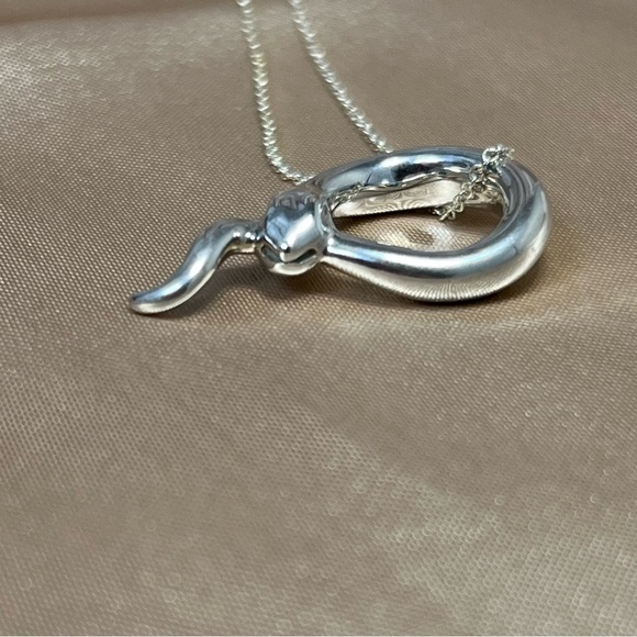 Tiffany & Co Elsa Peretti Snake Pendant Necklace Sterling Silver w/ Box & Pouch - Picture 14 of 16